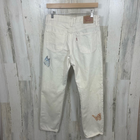 LEVI STRAUSS & CO. Jeans Womens Off-white Butterfly size 29 501 Denim Casual - Picture 4 of 8